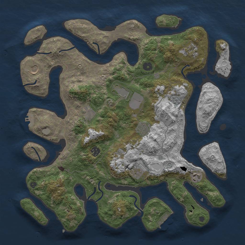 Rust Map: Procedural Map, Size: 4000, Seed: 66642069, 17 Monuments
