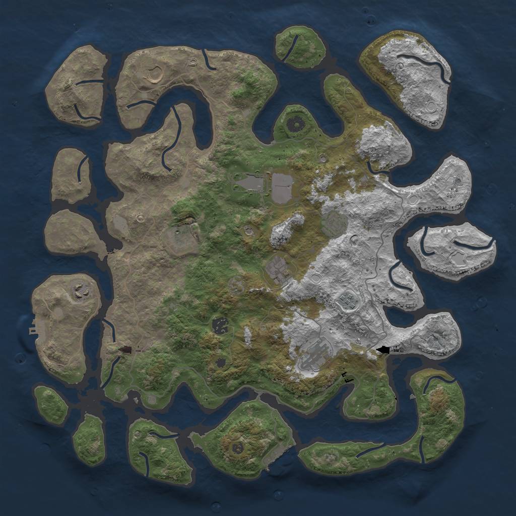 Rust Map: Procedural Map, Size: 4500, Seed: 320526759, 17 Monuments