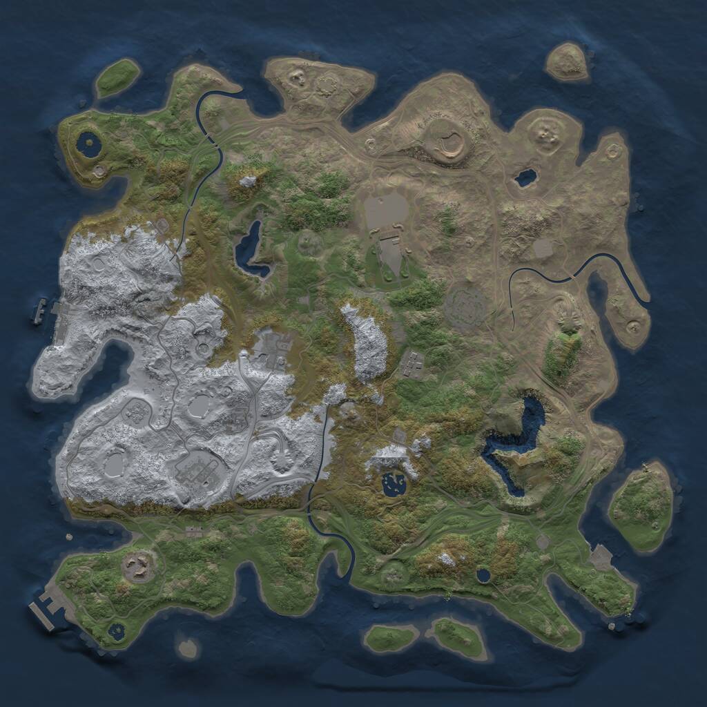 Rust Map: Procedural Map, Size: 4250, Seed: 881170899, 14 Monuments
