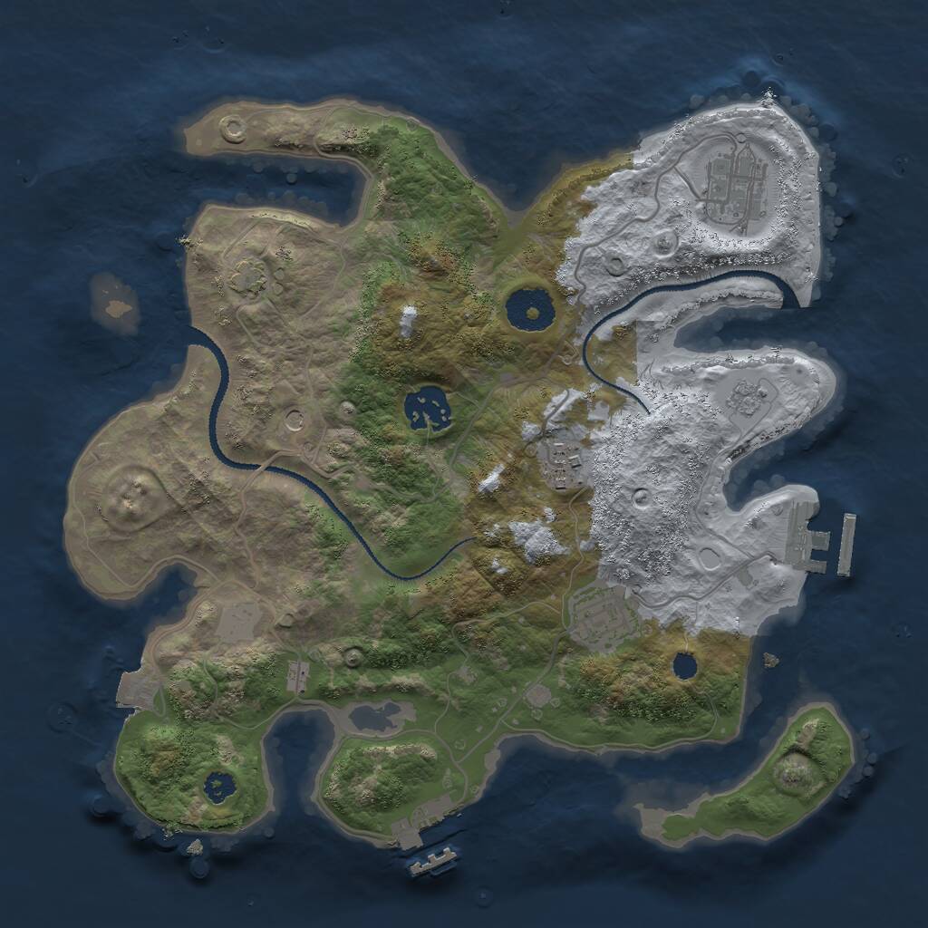 Rust Map: Procedural Map, Size: 3000, Seed: 633710, 10 Monuments