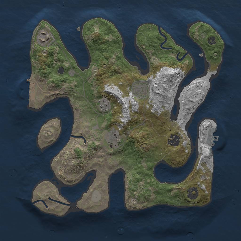 Rust Map: Procedural Map, Size: 3000, Seed: 169027, 12 Monuments