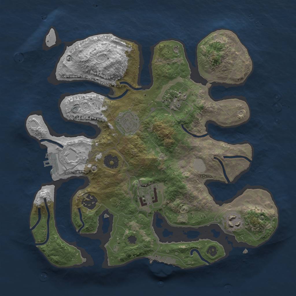 Rust Map: Procedural Map, Size: 3000, Seed: 851871, 12 Monuments