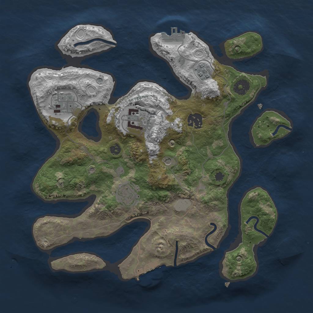 Rust Map: Procedural Map, Size: 3000, Seed: 345507, 13 Monuments