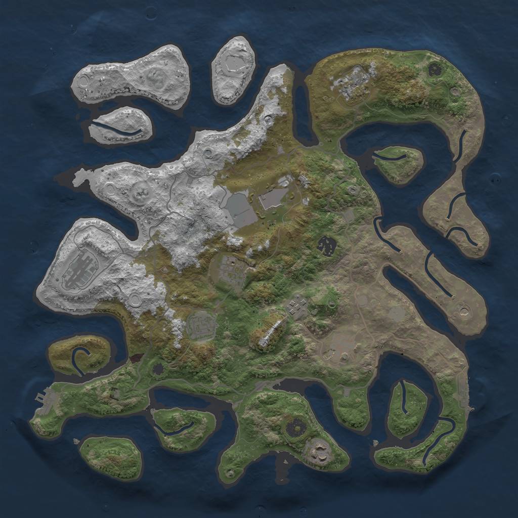 Rust Map: Procedural Map, Size: 4000, Seed: 109708, 17 Monuments