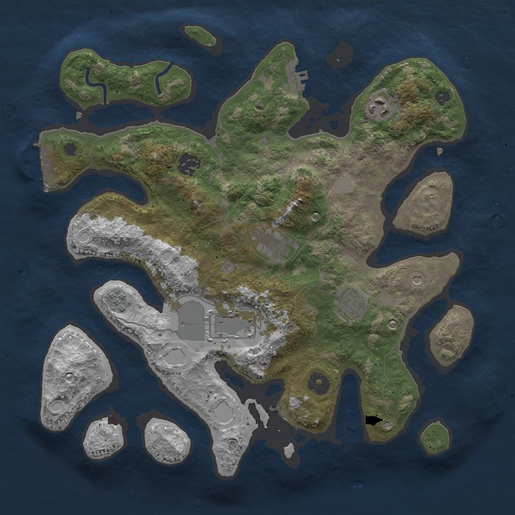 Rust Map: Procedural Map, Size: 3500, Seed: 71237257, 14 Monuments
