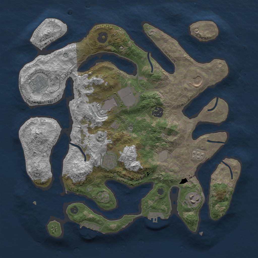 Rust Map: Procedural Map, Size: 3500, Seed: 1480865, 15 Monuments