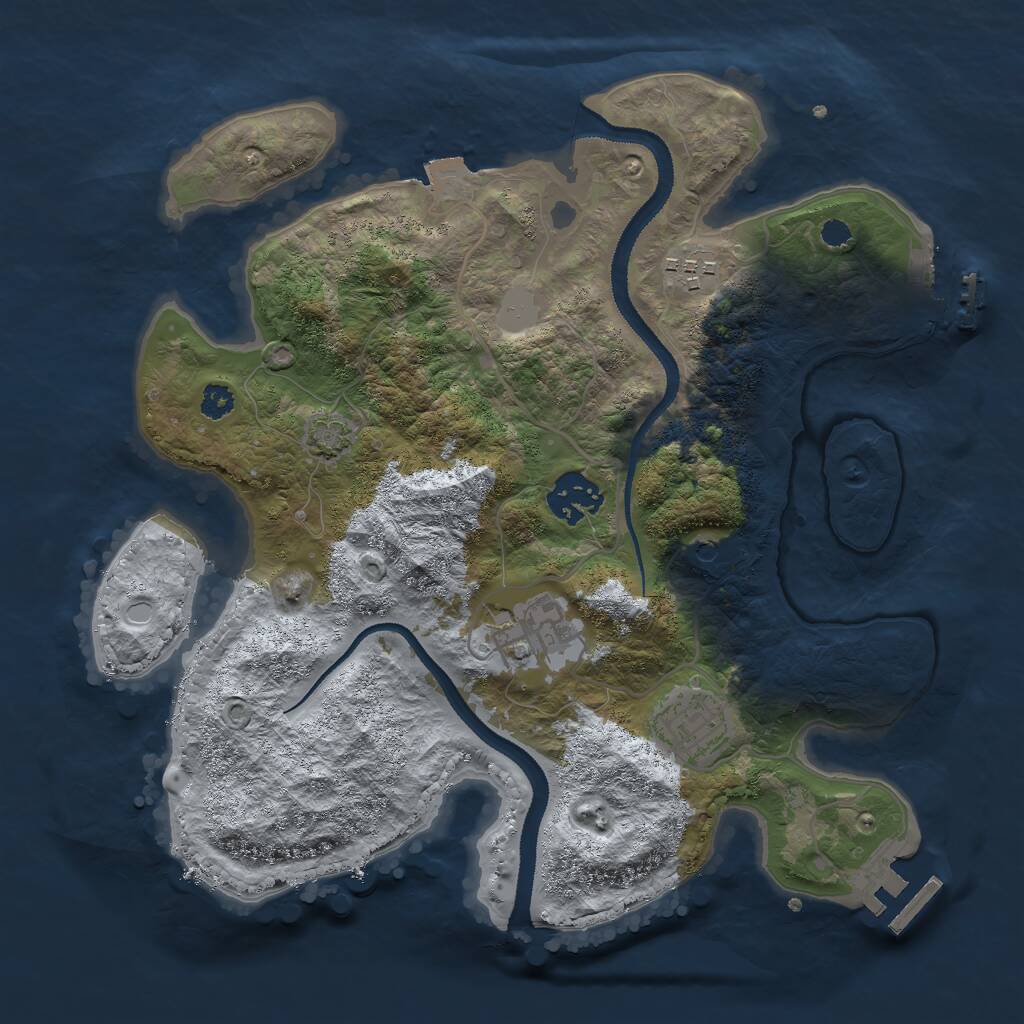 Rust Map: Procedural Map, Size: 3000, Seed: 114884875, 9 Monuments