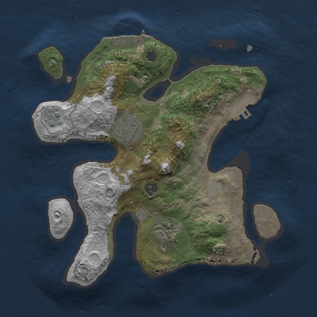 Rust Map: Procedural Map, Size: 2500, Seed: 17777, 10 Monuments