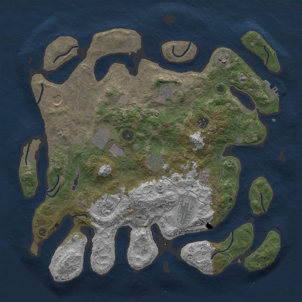 Rust Map: Procedural Map, Size: 4000, Seed: 123561, 16 Monuments