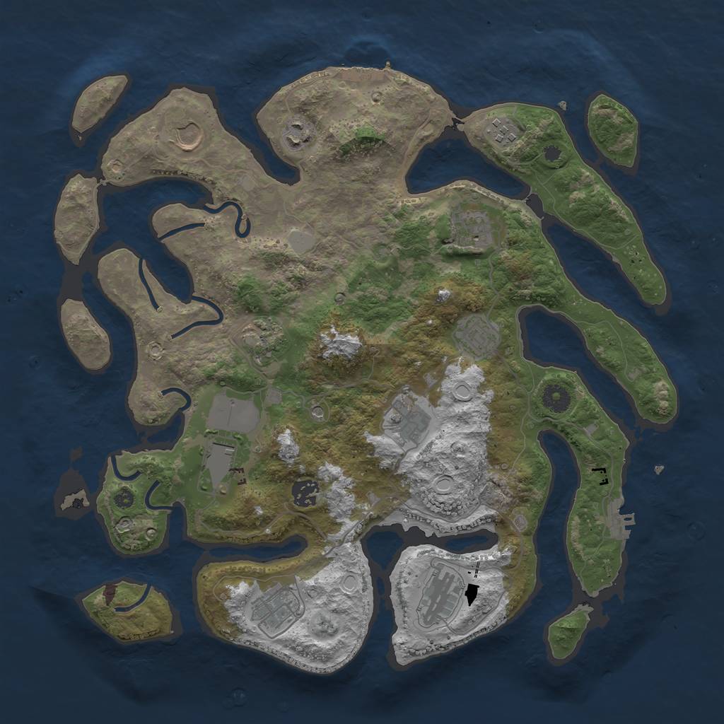 Rust Map: Procedural Map, Size: 3850, Seed: 666534790, 19 Monuments
