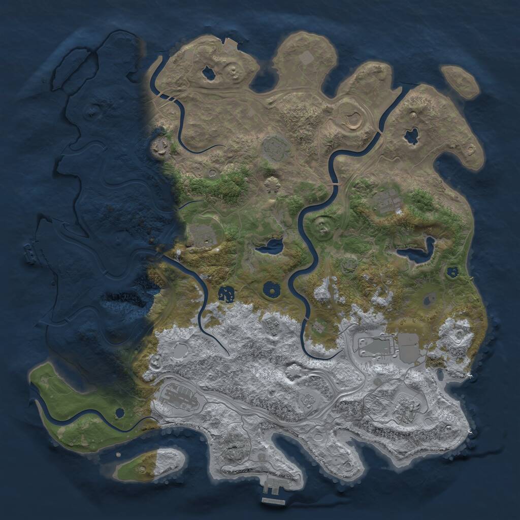 Rust Map: Procedural Map, Size: 4500, Seed: 684324651, 16 Monuments
