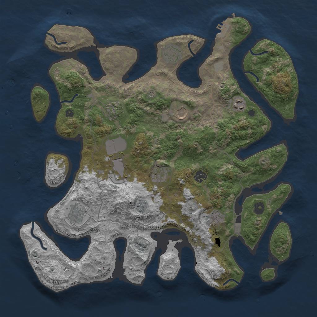 Rust Map: Procedural Map, Size: 4000, Seed: 51570015, 17 Monuments