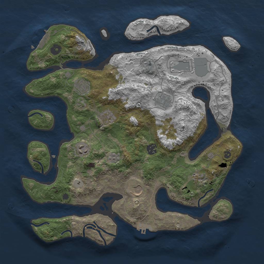 Rust Map: Procedural Map, Size: 3700, Seed: 310, 17 Monuments