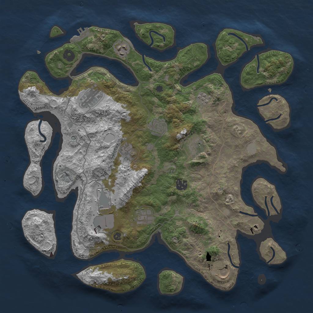 Rust Map: Procedural Map, Size: 4000, Seed: 4064, 17 Monuments