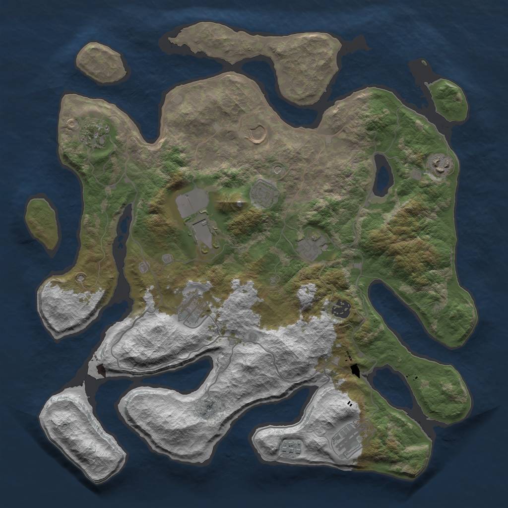 Rust Map: Barren, Size: 4100, Seed: 2147483647, 13 Monuments