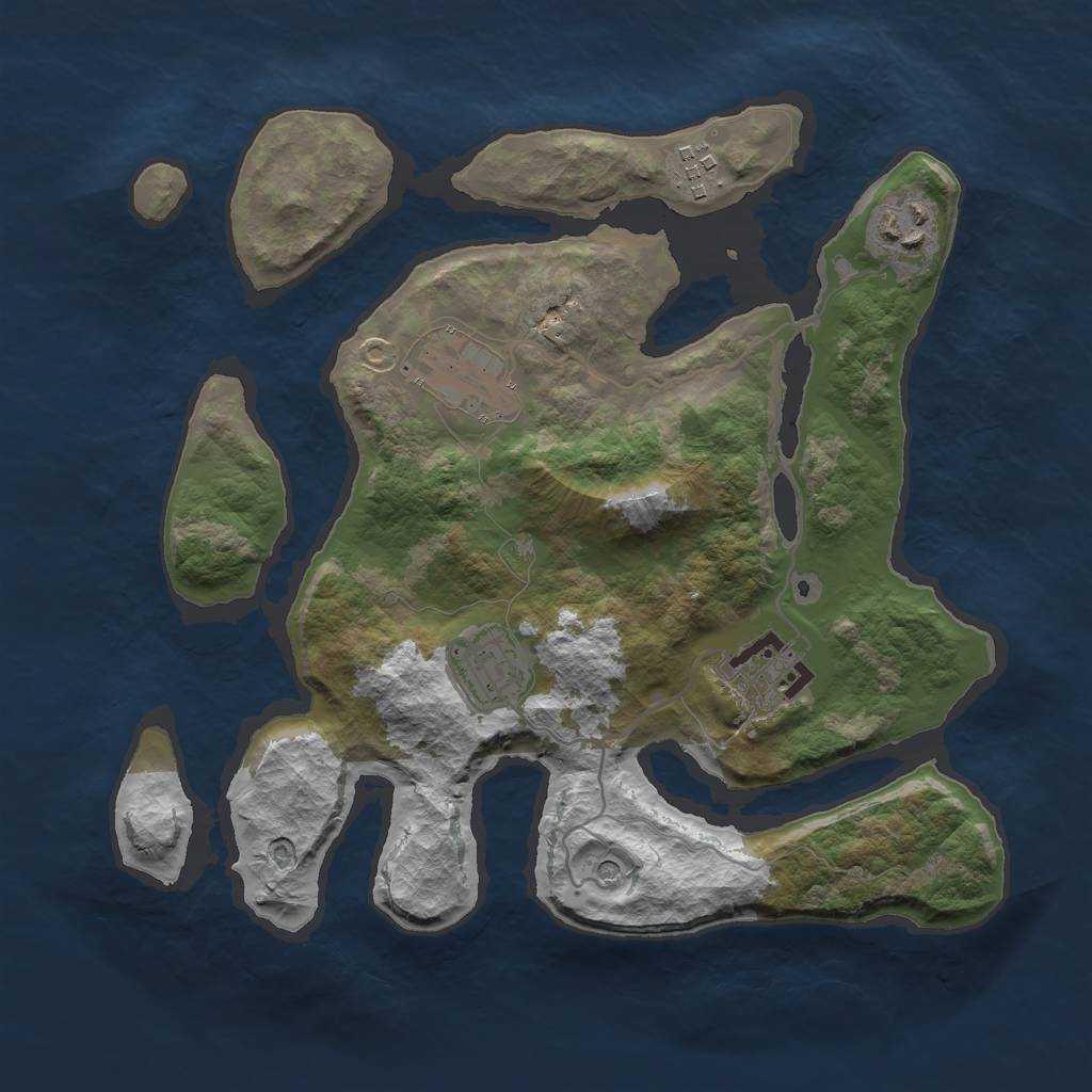 Rust Map: Barren, Size: 3000, Seed: 1988926258, 8 Monuments