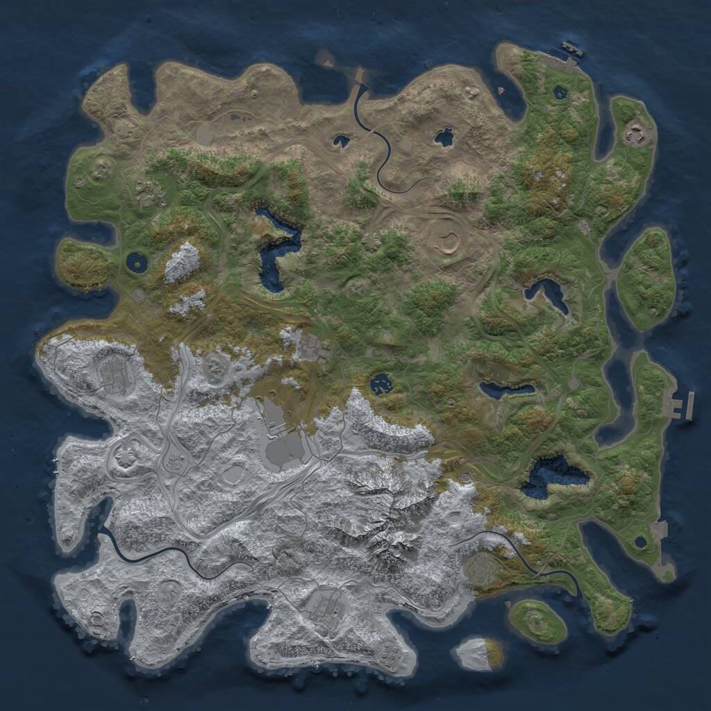 Rust Map: Procedural Map, Size: 5000, Seed: 33, 16 Monuments