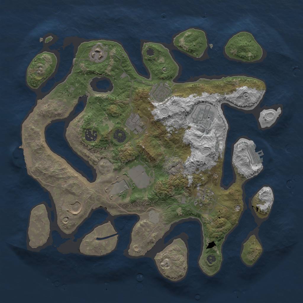 Rust Map: Procedural Map, Size: 3500, Seed: 1480199119, 15 Monuments