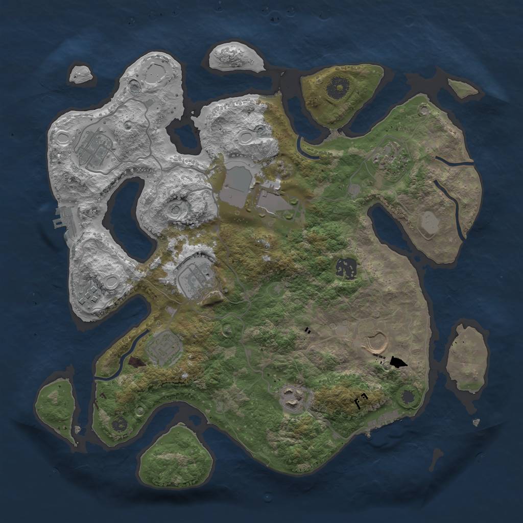 Rust Map: Procedural Map, Size: 3500, Seed: 1419609819, 17 Monuments
