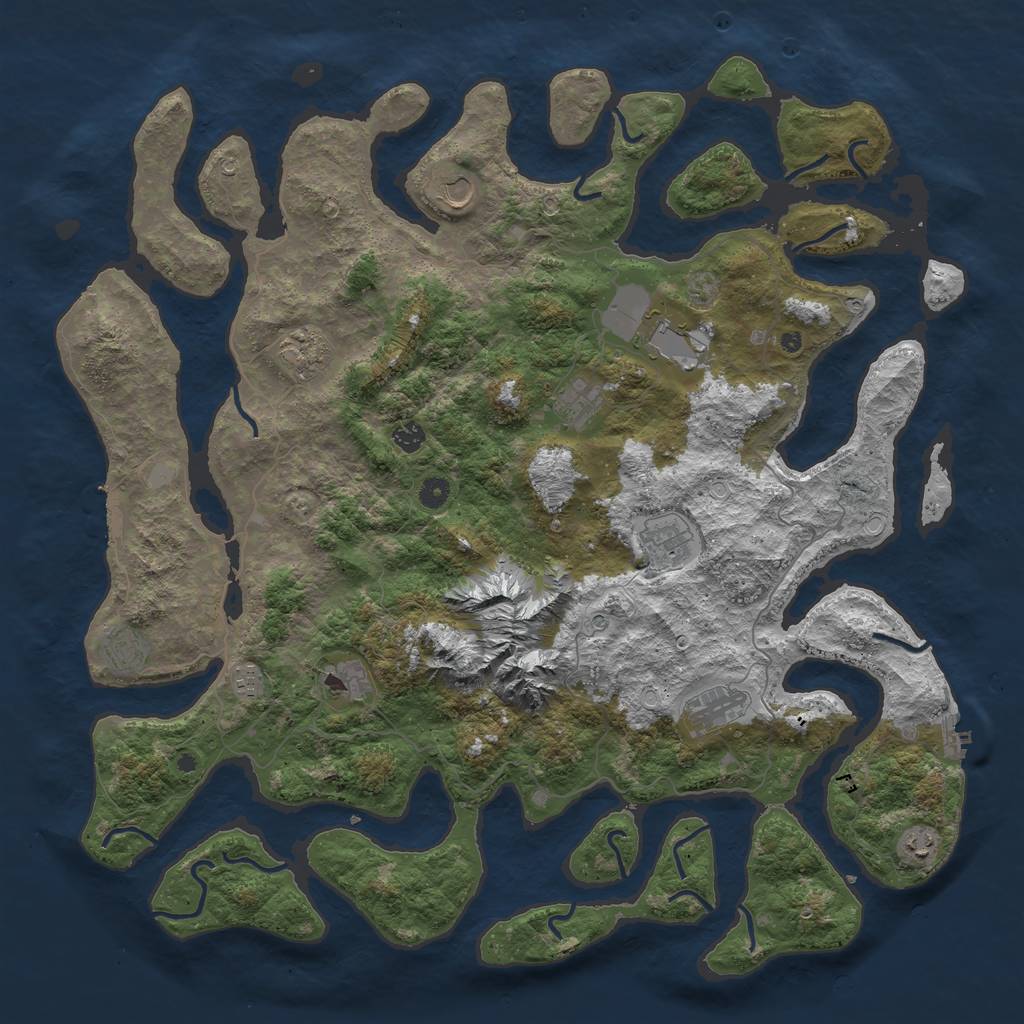 Rust Map: Procedural Map, Size: 5000, Seed: 1257755666, 19 Monuments