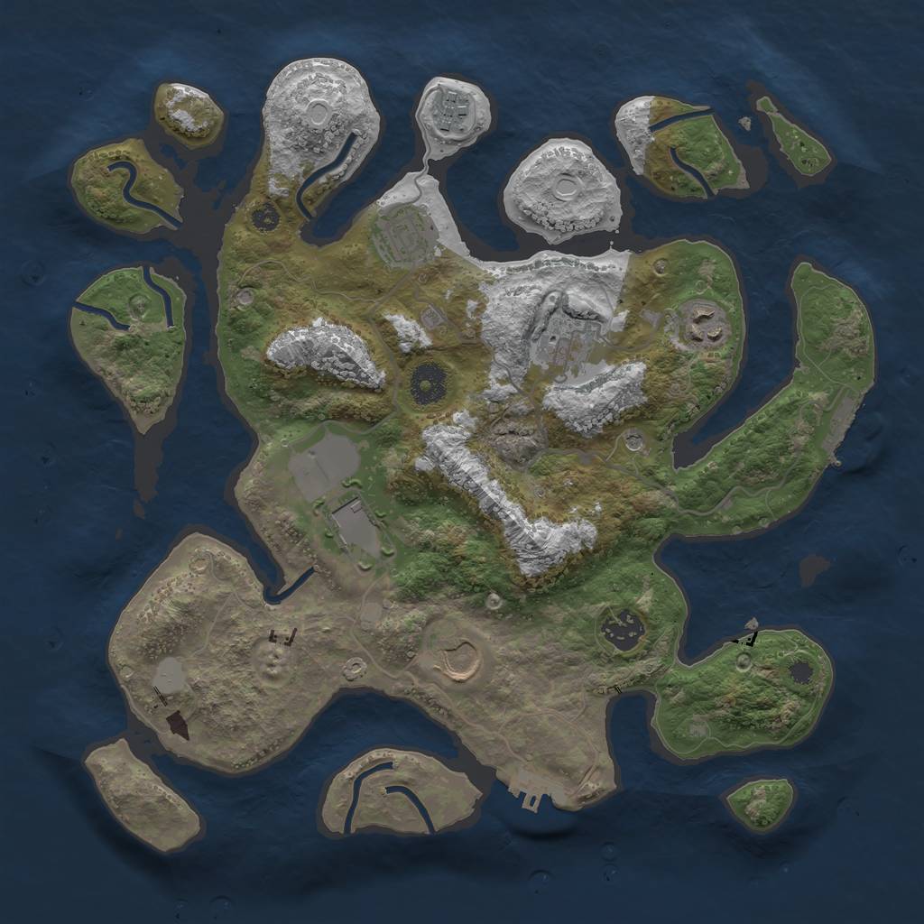Rust Map: Procedural Map, Size: 3500, Seed: 145033063, 15 Monuments