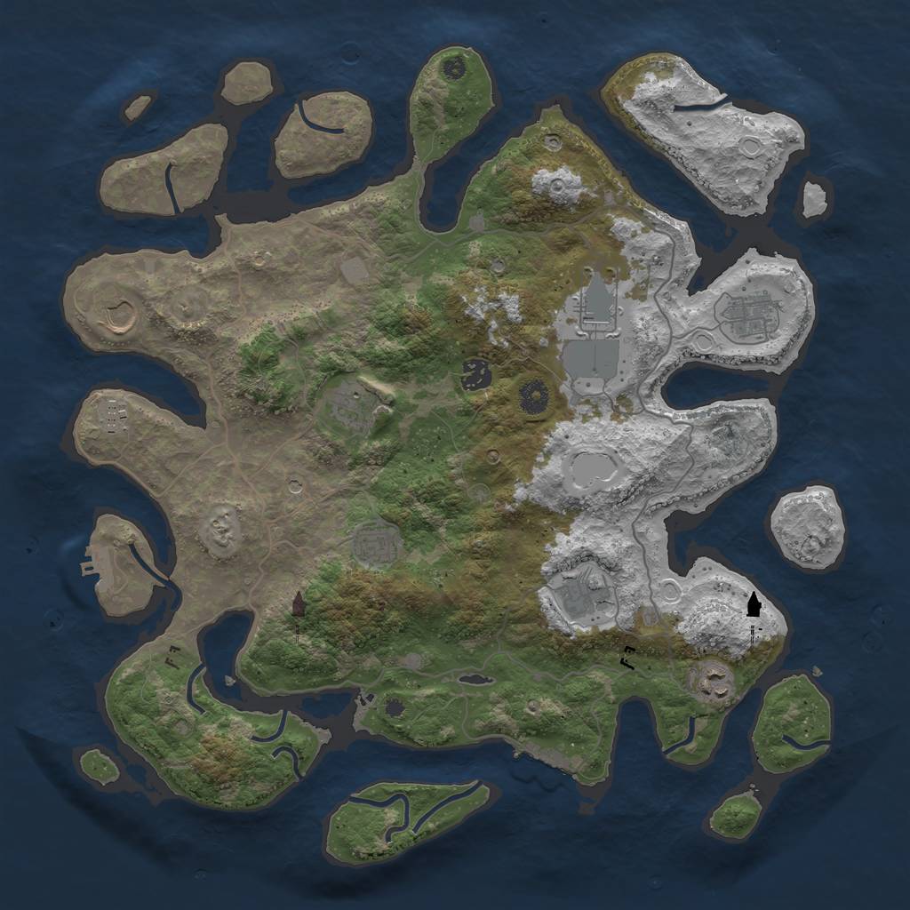 Rust Map: Procedural Map, Size: 4200, Seed: 44433, 17 Monuments