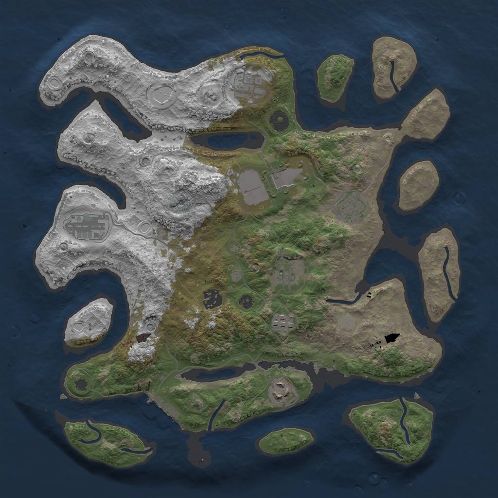 Rust Map: Procedural Map, Size: 3750, Seed: 1185829116, 15 Monuments