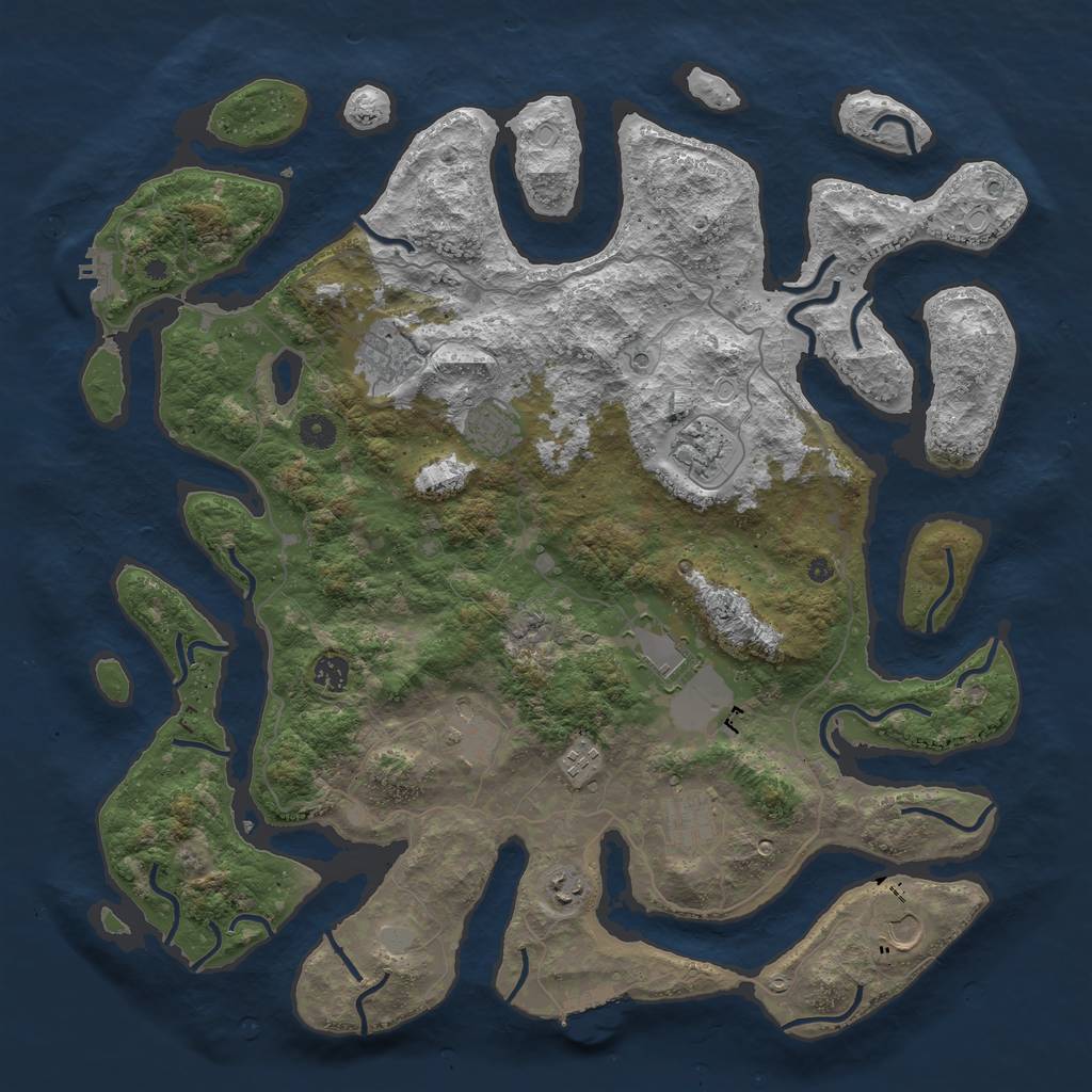Rust Map: Procedural Map, Size: 4500, Seed: 1015188288, 18 Monuments