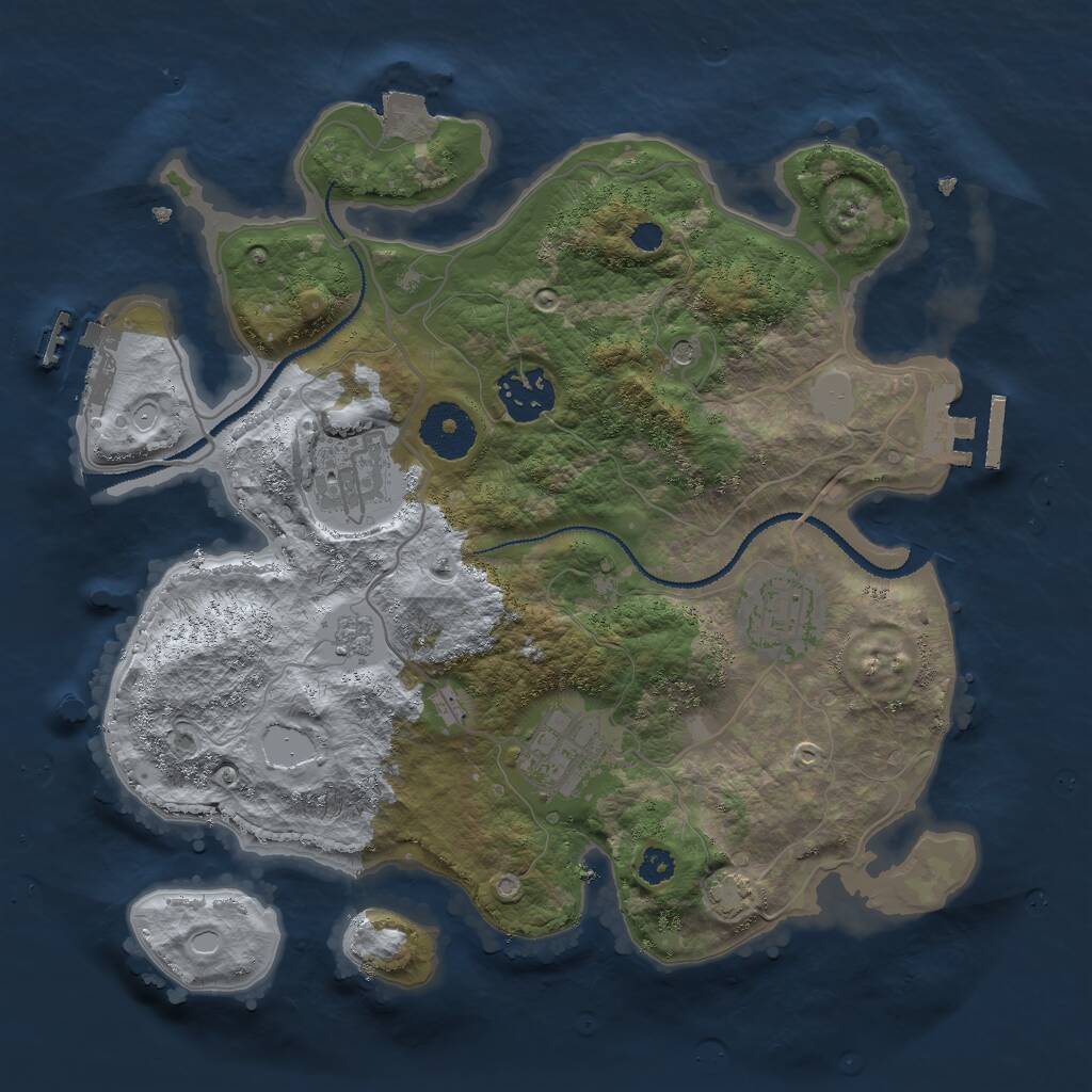 Rust Map: Procedural Map, Size: 3000, Seed: 519693412, 10 Monuments