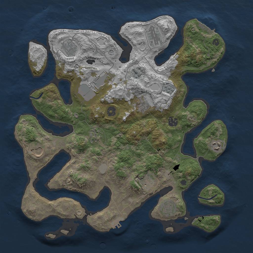 Rust Map: Procedural Map, Size: 3850, Seed: 1033495130, 19 Monuments