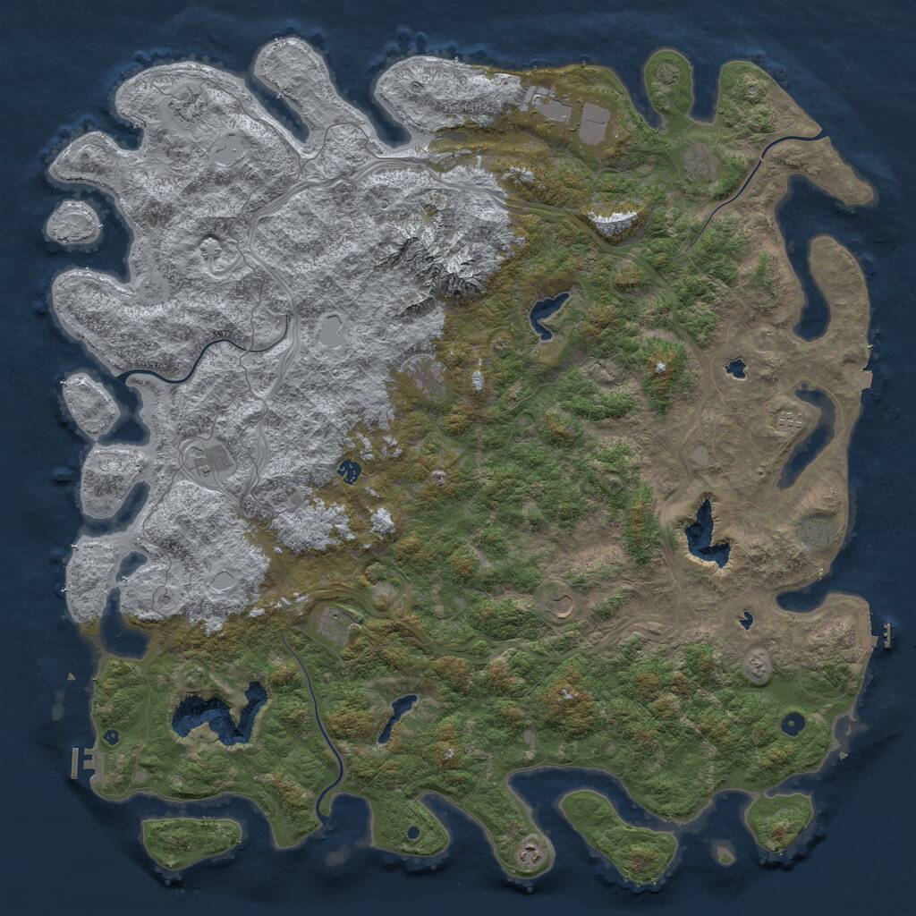 Rust Map: Procedural Map, Size: 6000, Seed: 467745, 17 Monuments