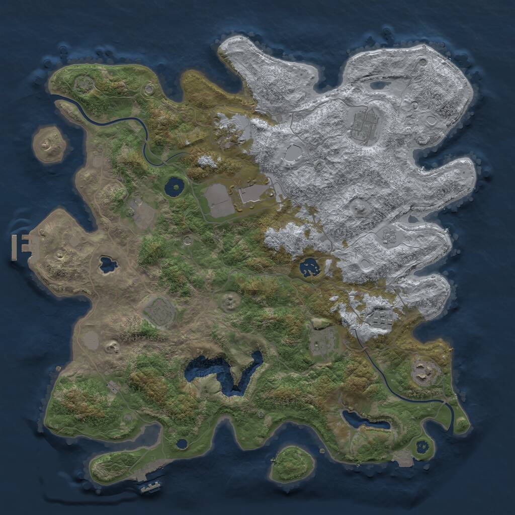 Rust Map: Procedural Map, Size: 4000, Seed: 456278, 15 Monuments