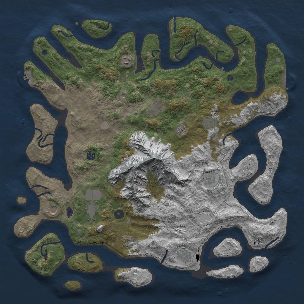 Rust Map: Procedural Map, Size: 5000, Seed: 94421595, 18 Monuments
