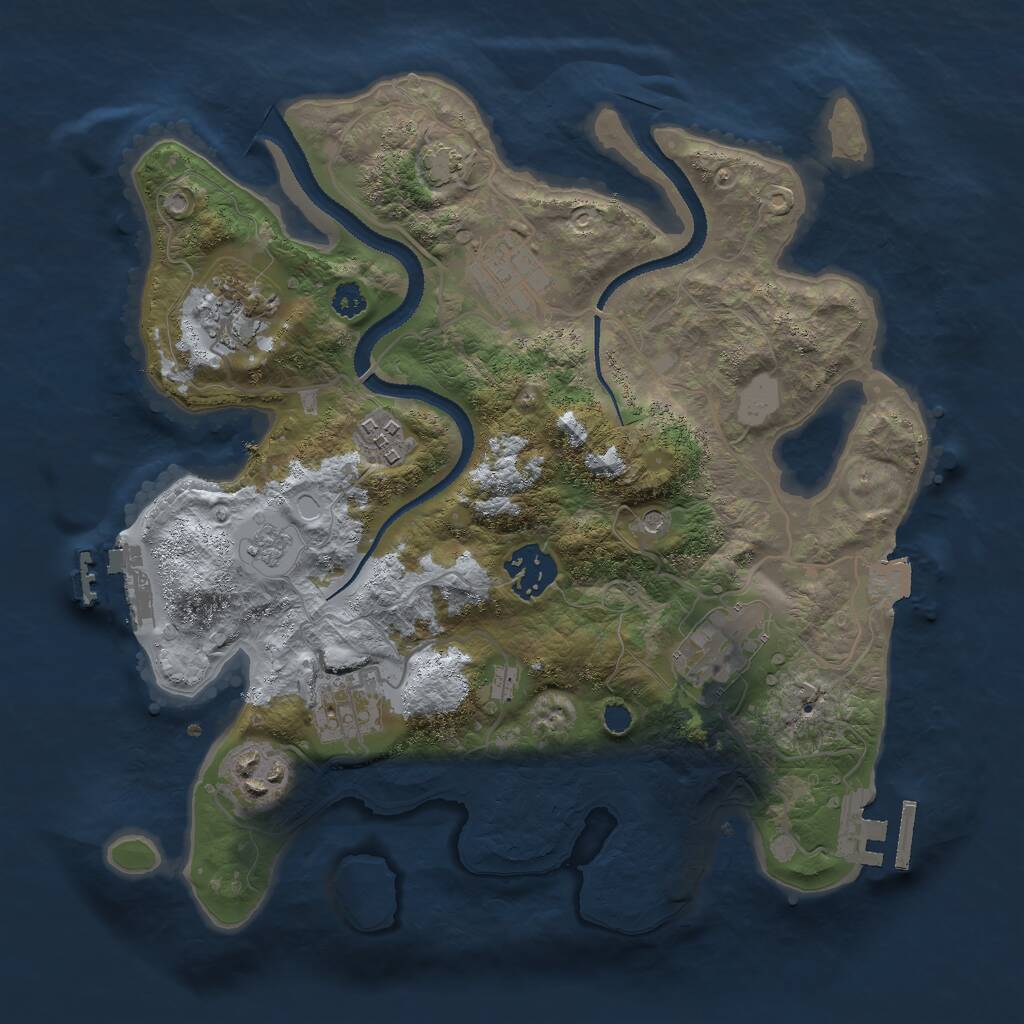 Rust Map: Procedural Map, Size: 3000, Seed: 673093, 13 Monuments