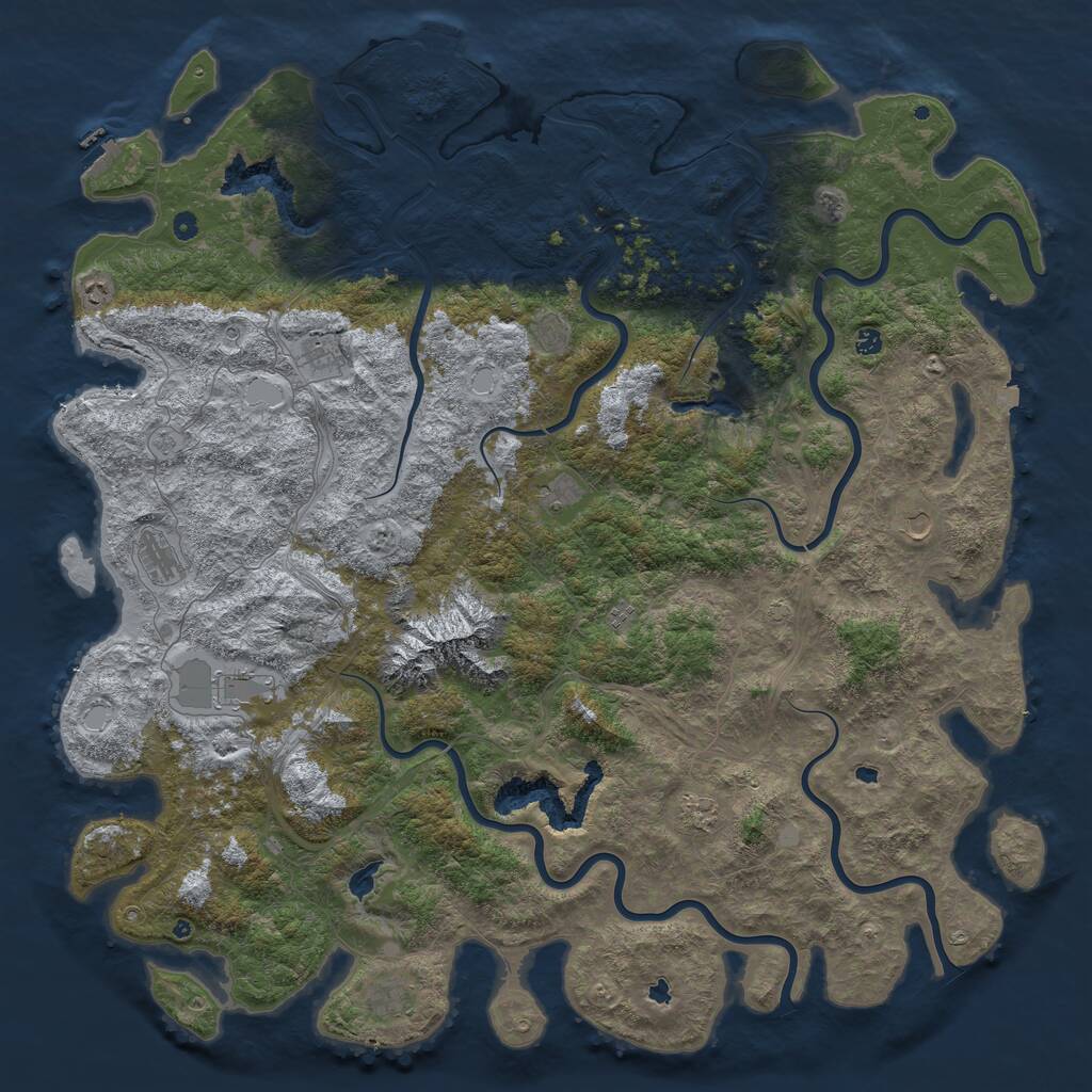 Rust Map: Procedural Map, Size: 6000, Seed: 369622352, 17 Monuments