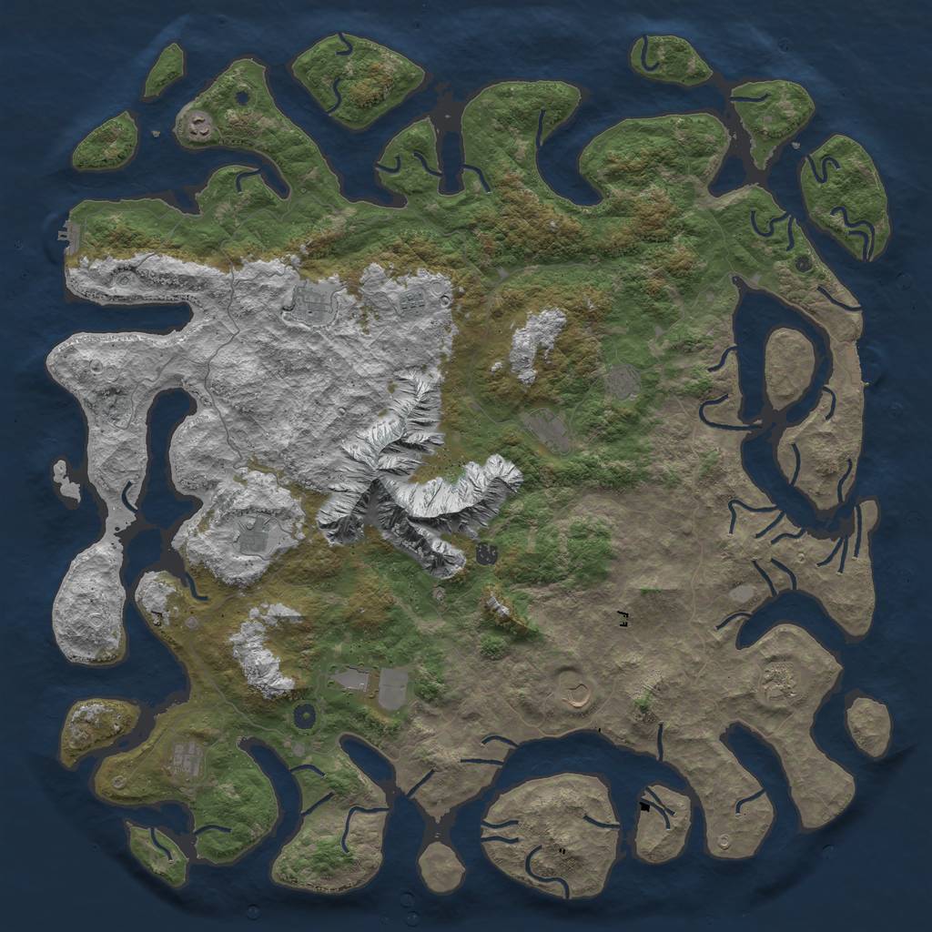 Rust Map: Procedural Map, Size: 6000, Seed: 369622352, 19 Monuments