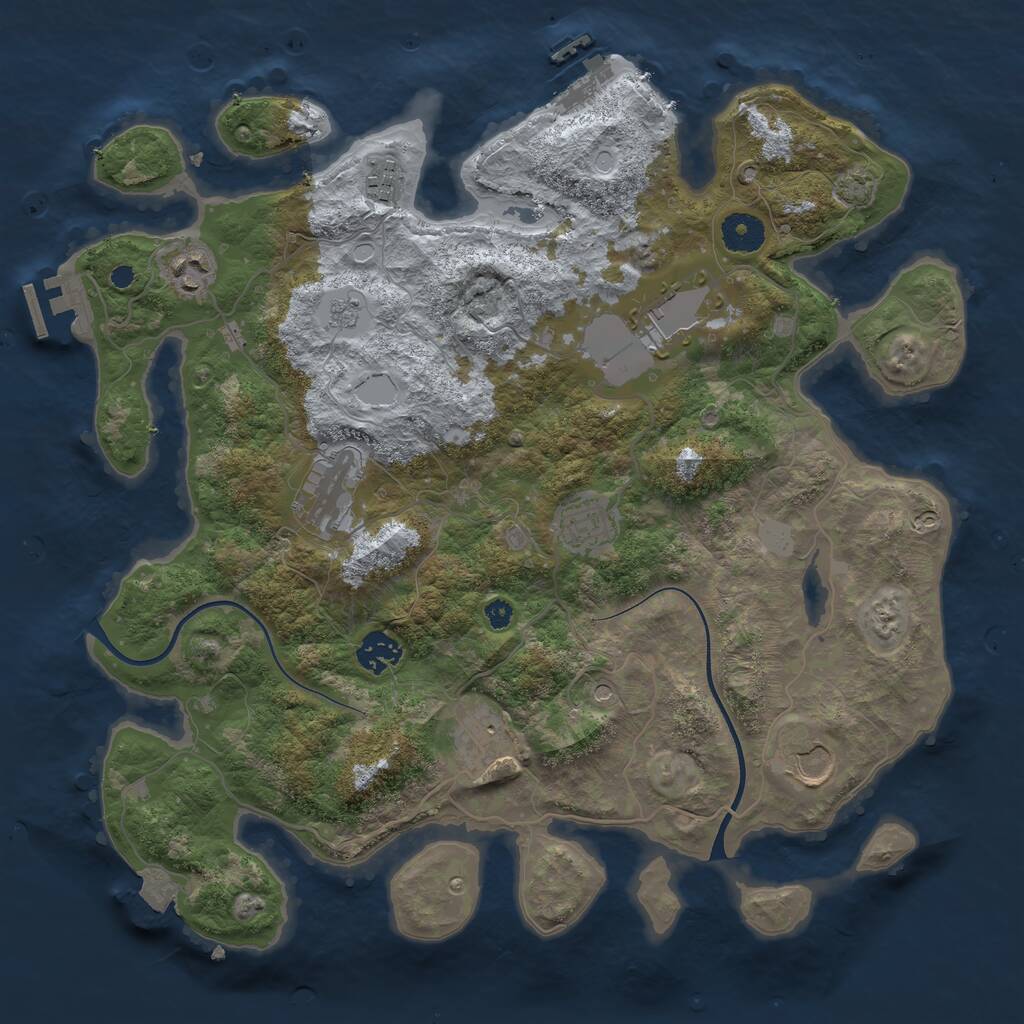 Rust Map: Procedural Map, Size: 3700, Seed: 1270725481, 14 Monuments