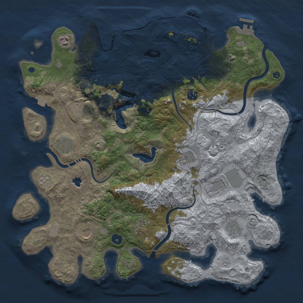 Rust Map: Procedural Map, Size: 4250, Seed: 12605, 16 Monuments