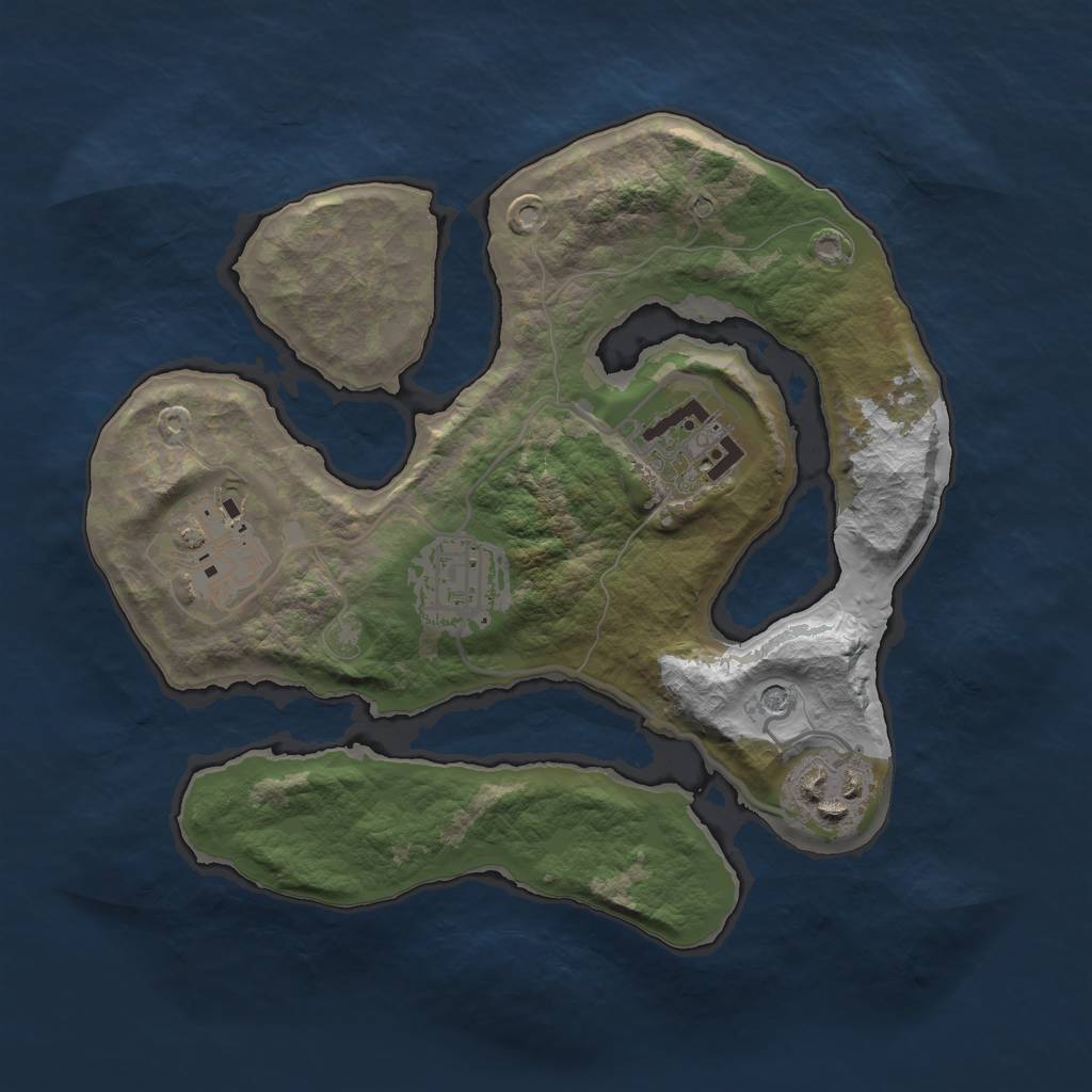 Rust Map: Barren, Size: 2500, Seed: 33122, 7 Monuments