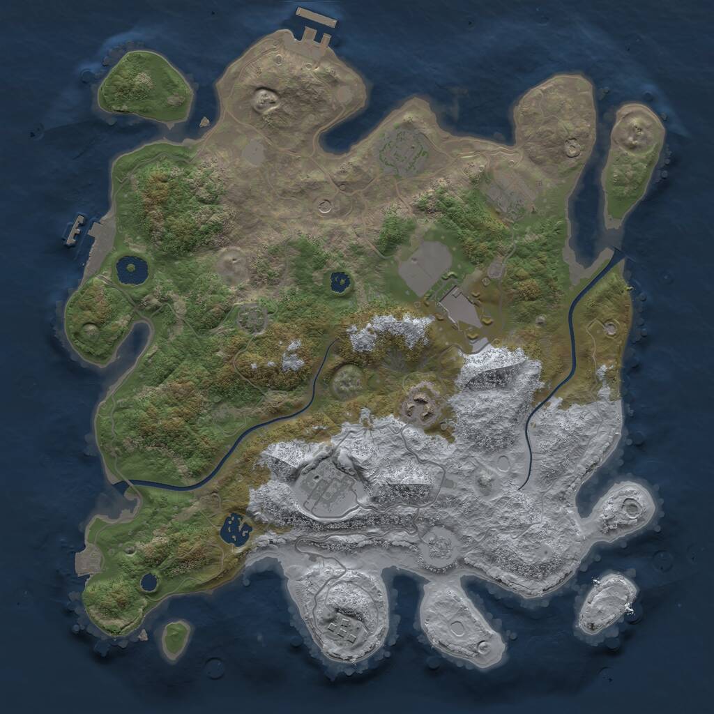 Rust Map: Procedural Map, Size: 3500, Seed: 4722, 13 Monuments