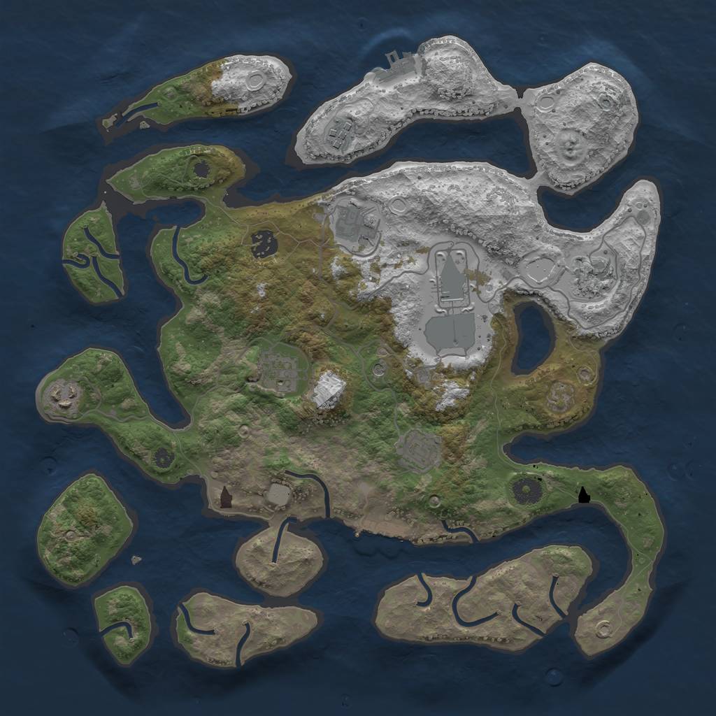 Rust Map: Procedural Map, Size: 3800, Seed: 10415, 16 Monuments