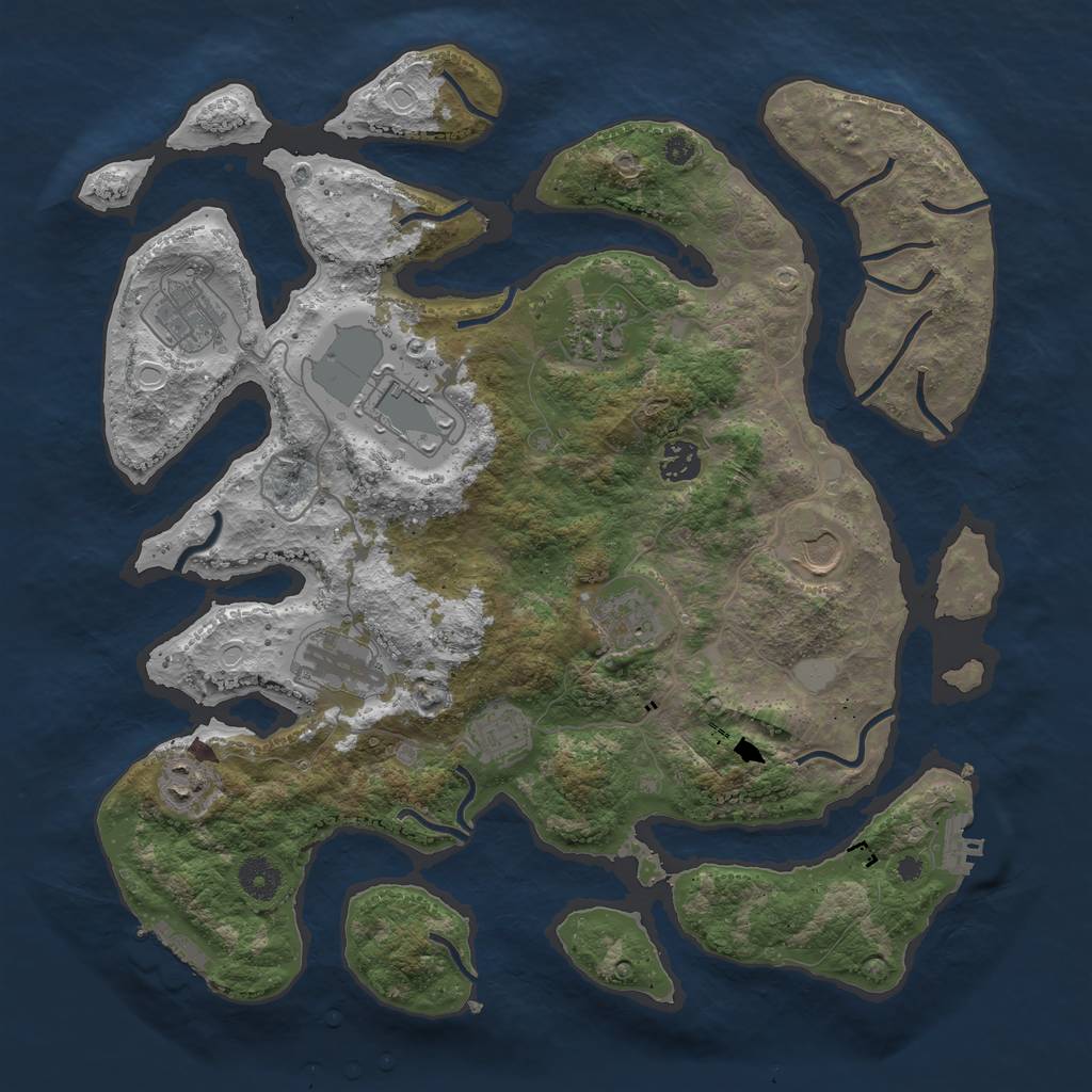 Rust Map: Procedural Map, Size: 3850, Seed: 588945650, 16 Monuments