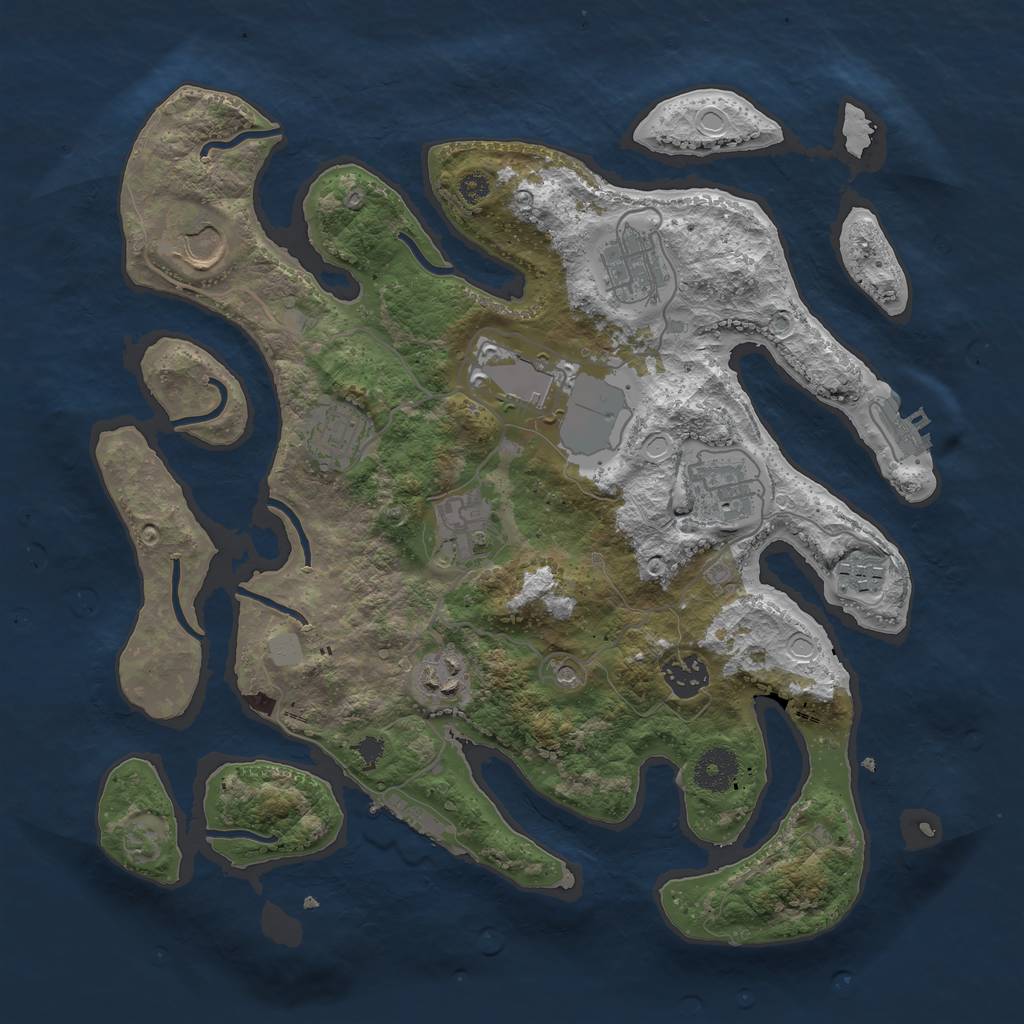 Rust Map: Procedural Map, Size: 3500, Seed: 1625520720, 17 Monuments