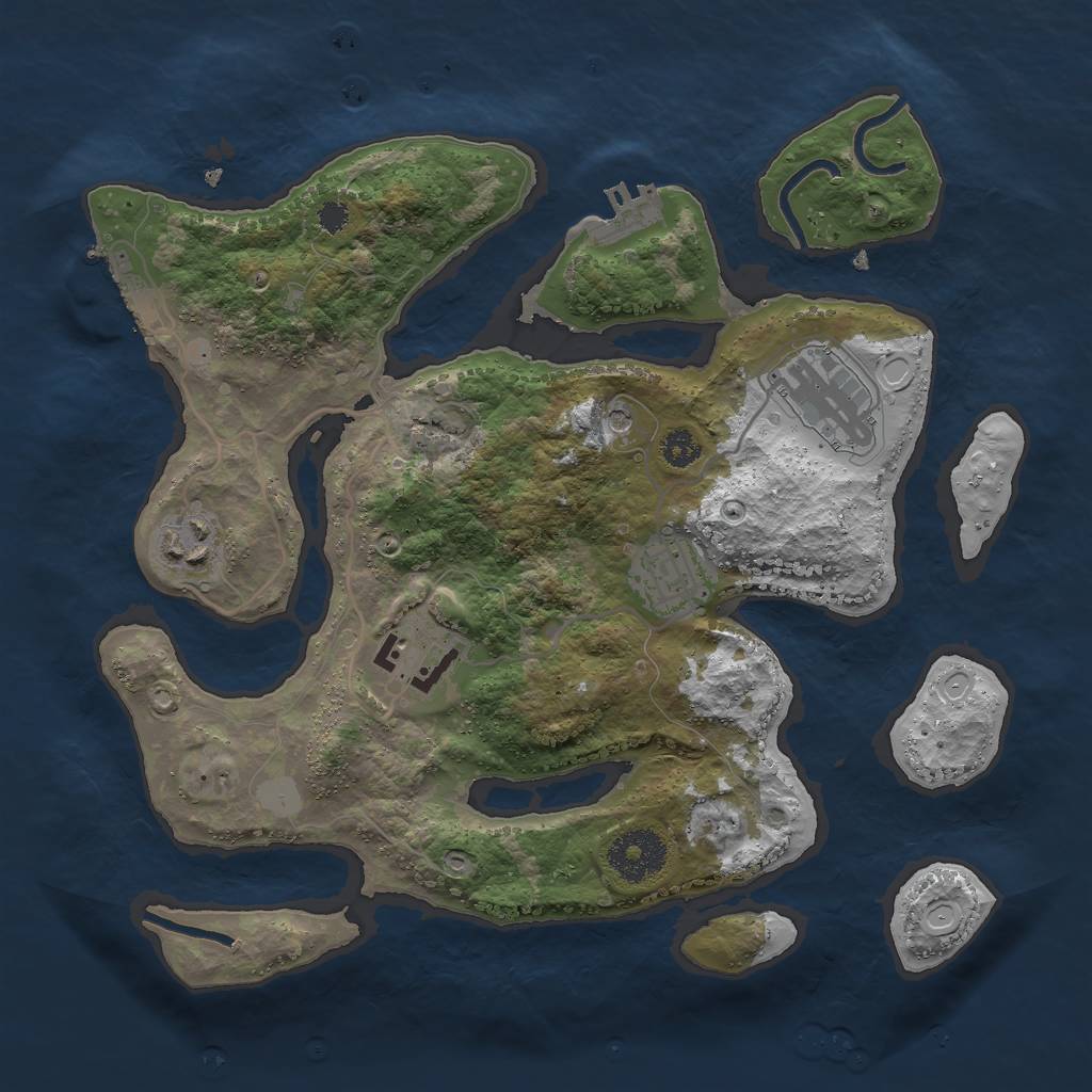 Rust Map: Procedural Map, Size: 3000, Seed: 7123456, 12 Monuments