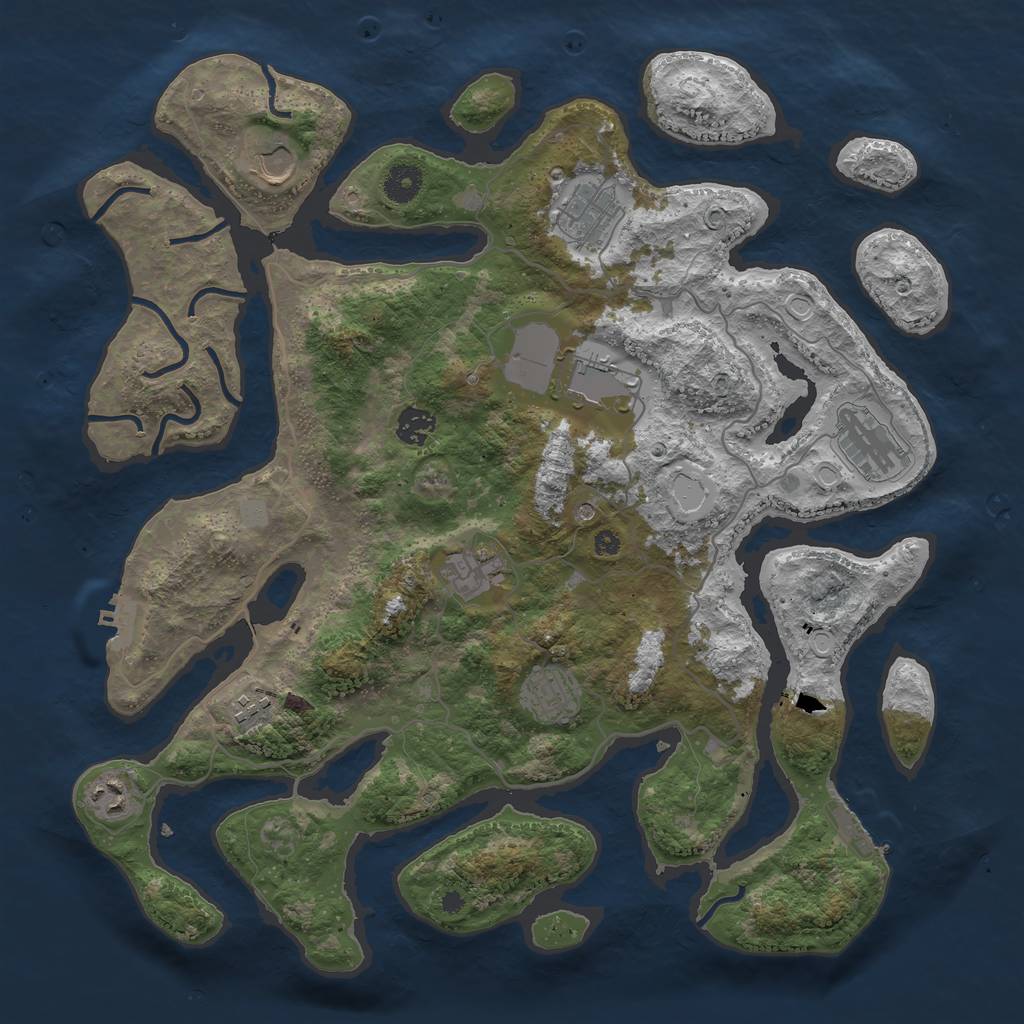 Rust Map: Procedural Map, Size: 4000, Seed: 75474891, 17 Monuments