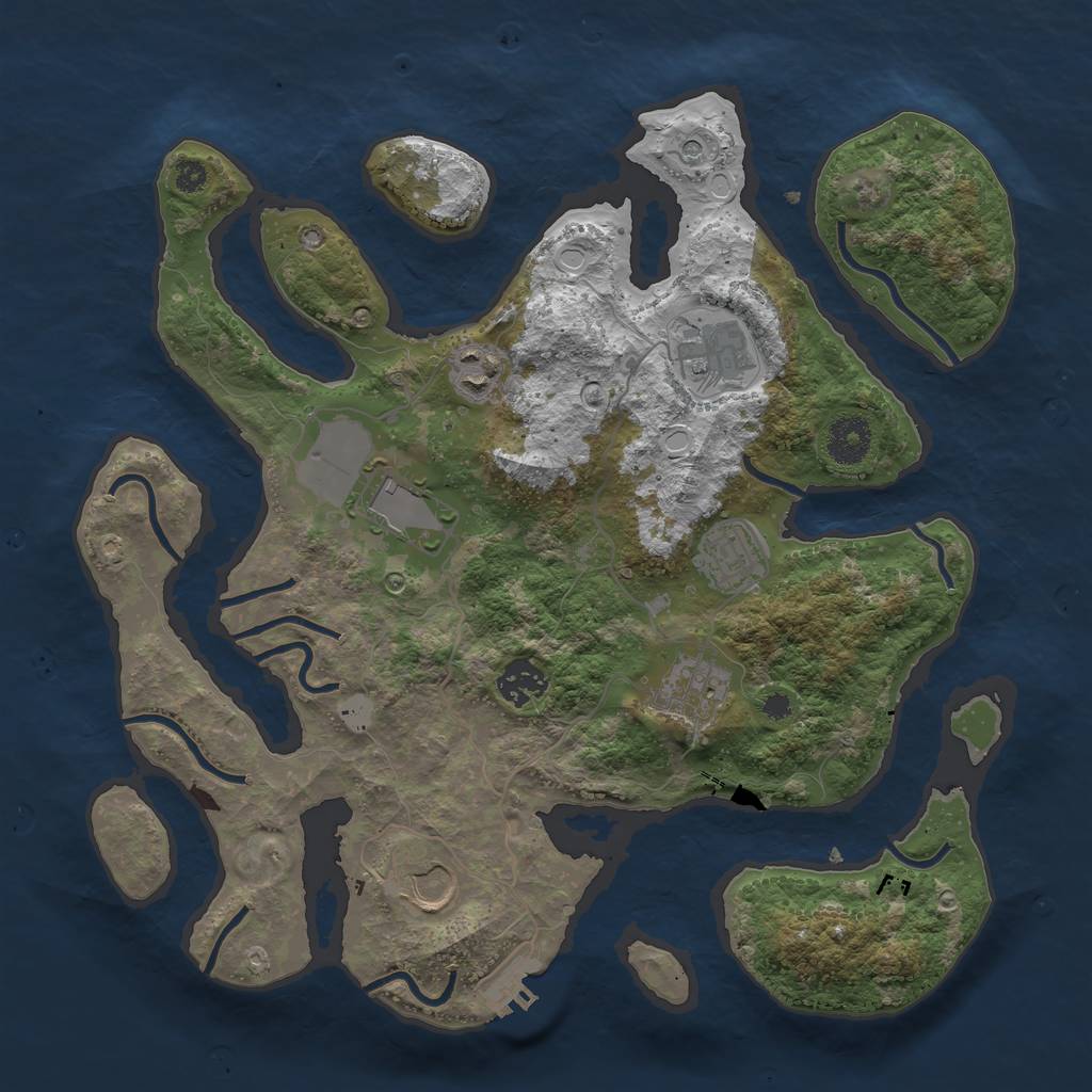 Rust Map: Procedural Map, Size: 3500, Seed: 1207618877, 14 Monuments
