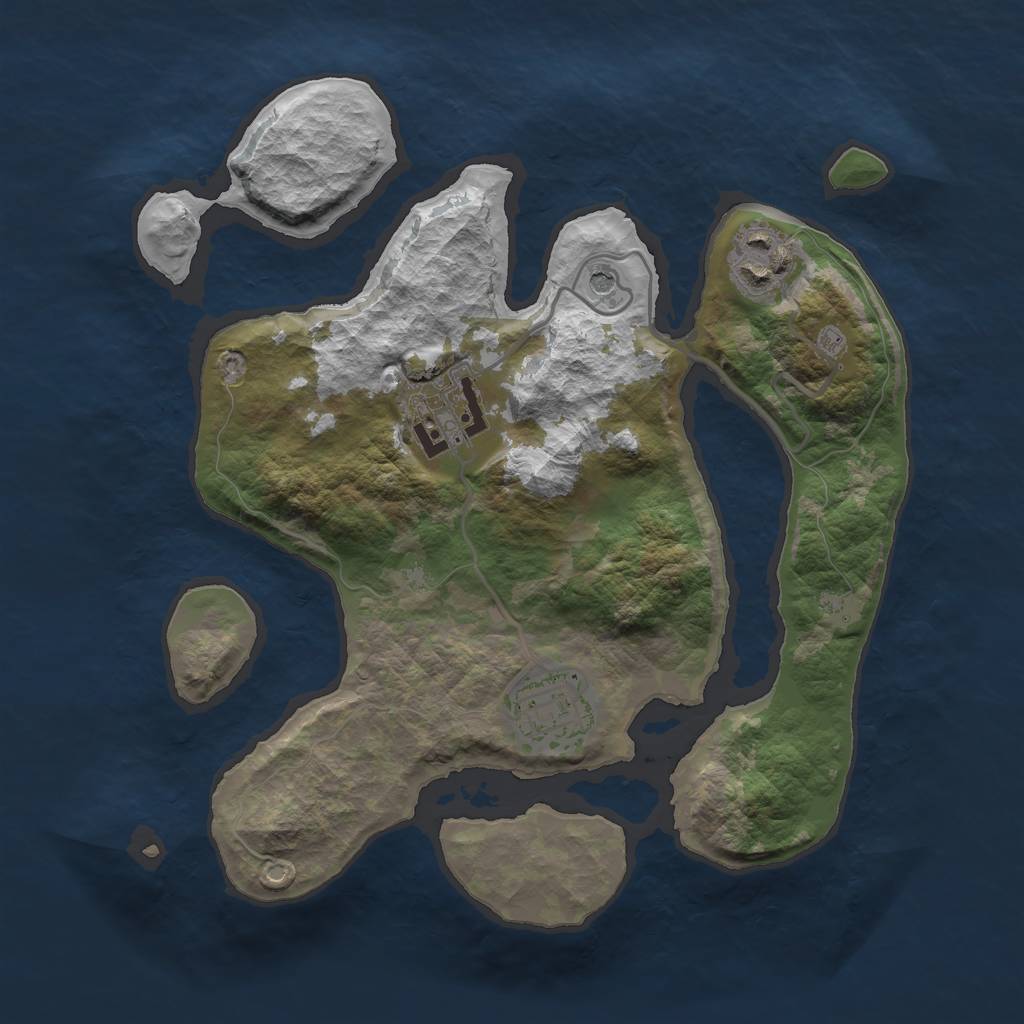 Rust Map: Barren, Size: 2700, Seed: 43267, 6 Monuments