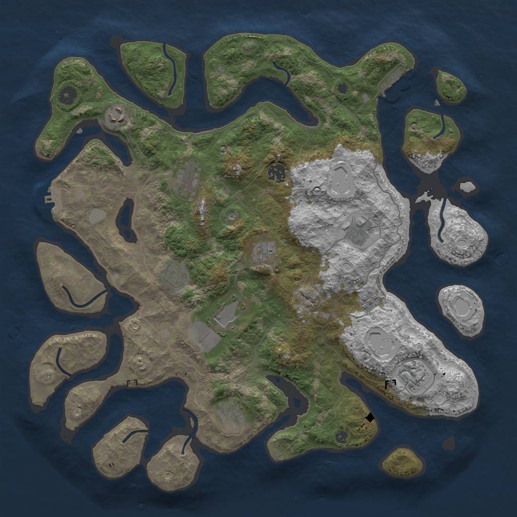 Rust Map: Procedural Map, Size: 4250, Seed: 416431329, 18 Monuments