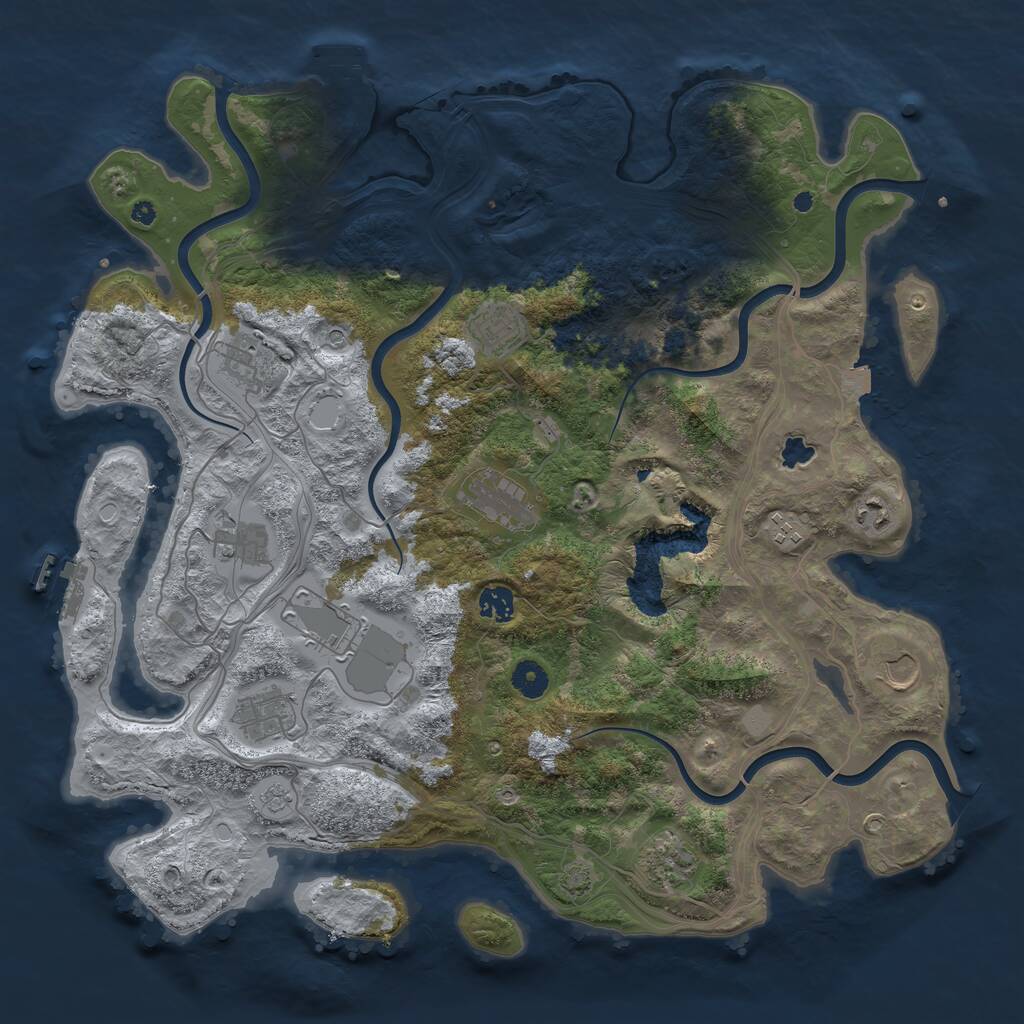 Rust Map: Procedural Map, Size: 4250, Seed: 645785902, 17 Monuments