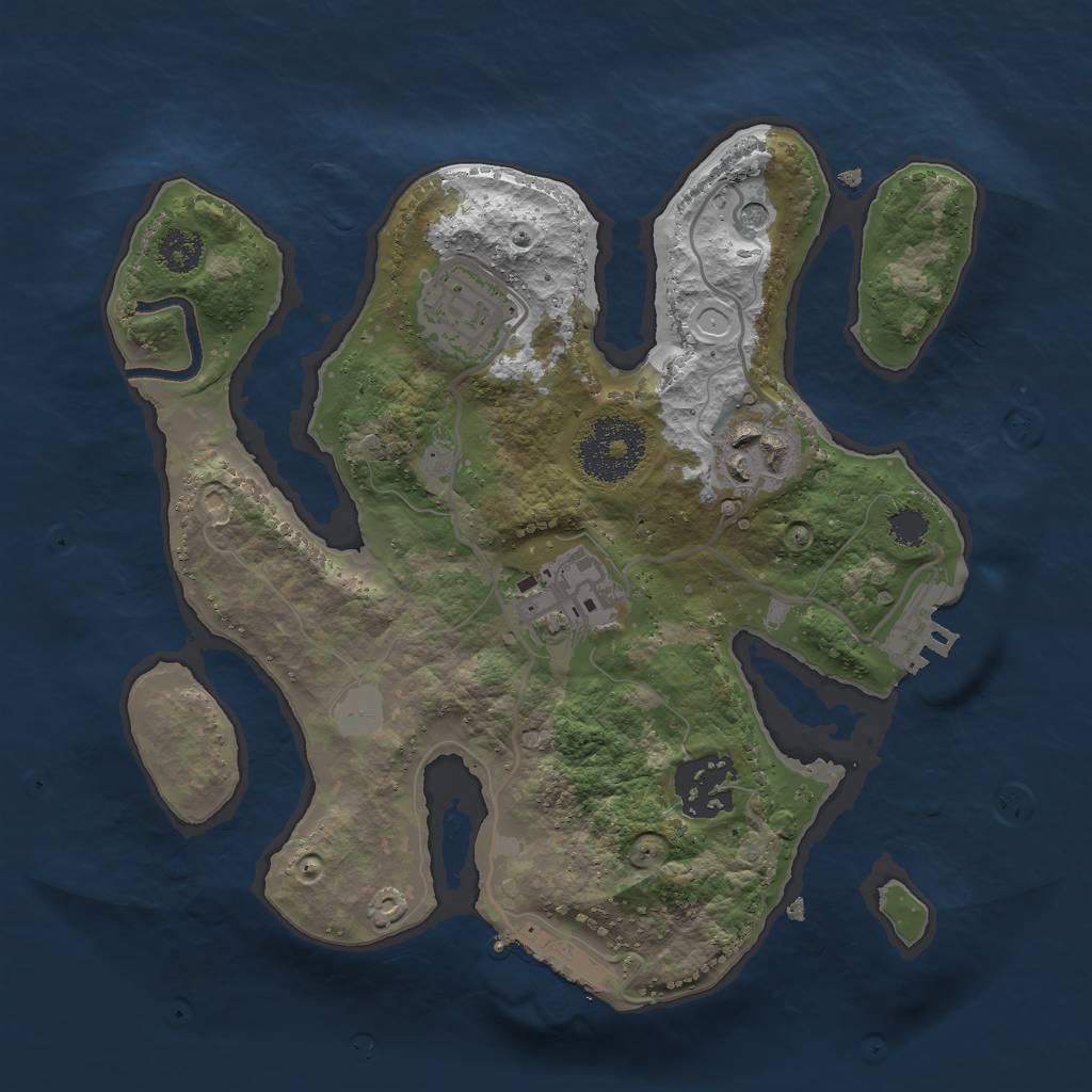Rust Map: Procedural Map, Size: 2500, Seed: 1207618877, 12 Monuments